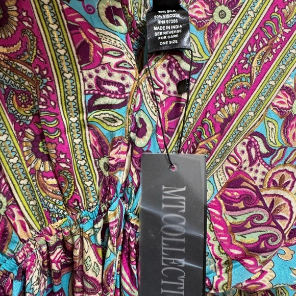 Boho Maxi Dress Long Floral Gown Deep V Front & Back with Tassel made in India - Picture 6 of 17